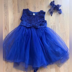Girl’s Blue Dress with Tulle Bottom - size S